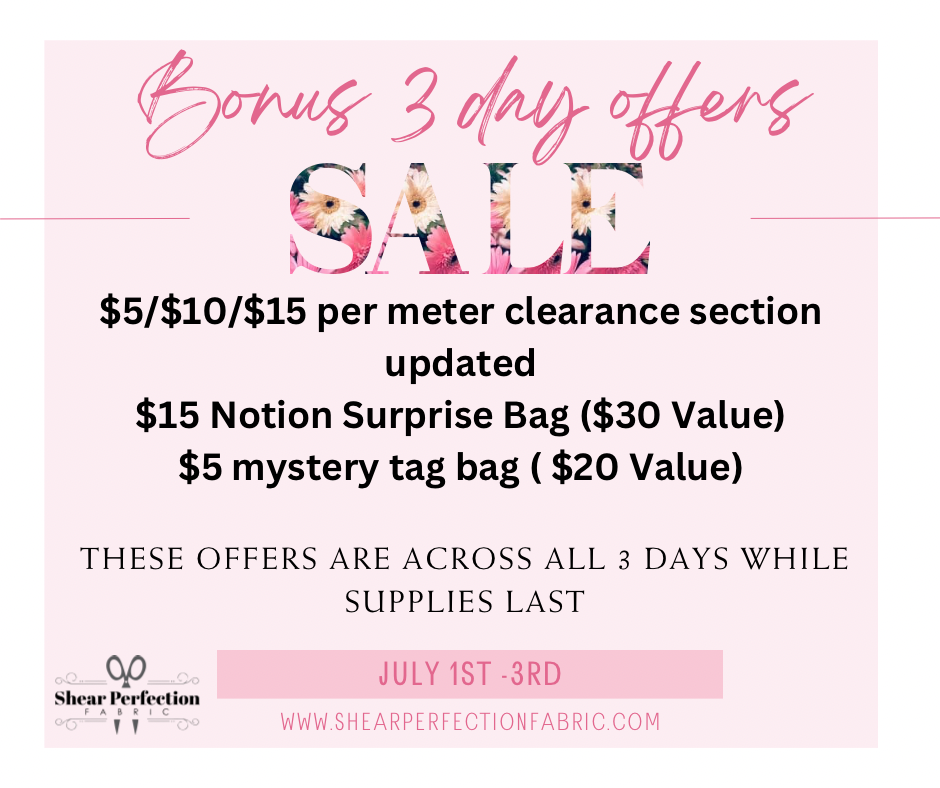 All Weekend Promotions — Shear Perfection Fabric