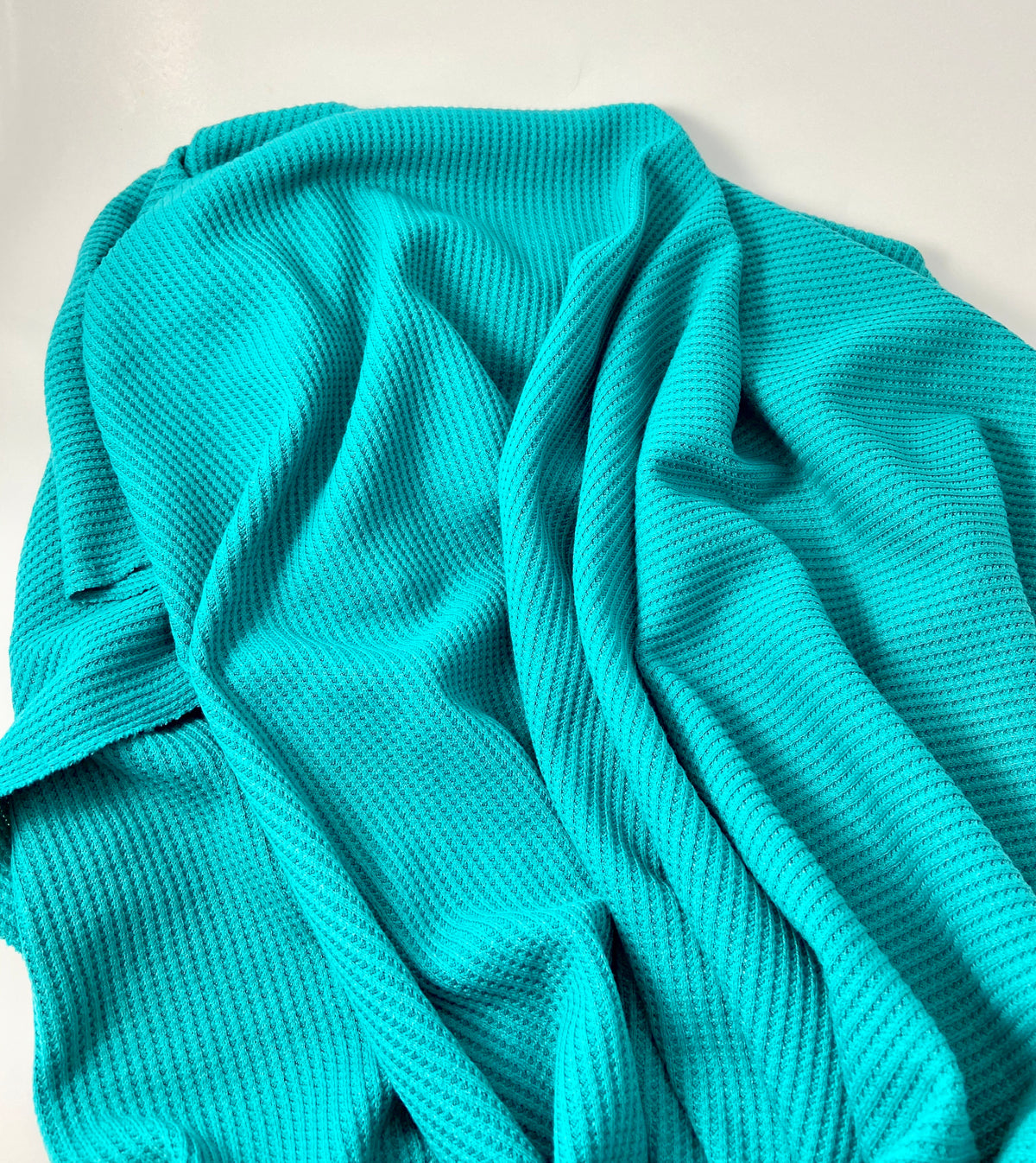 Stretch Waffle Turquoise — Shear Perfection Fabric